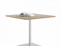 Стол квадратный PROSTO на центральной опоре 85х85 RAL 9016, Дуб Бардолино натуральный фото