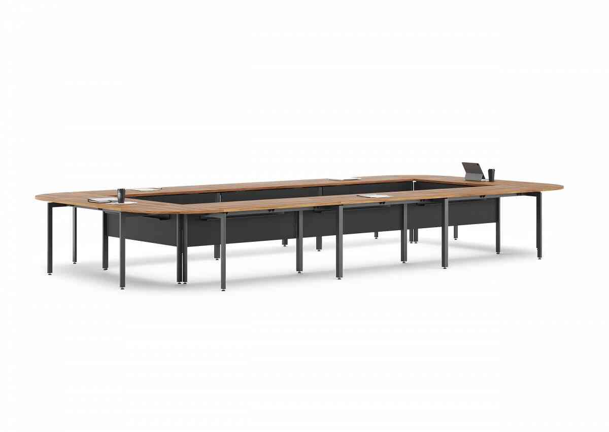 Конференц стол D.SYS 5500/3000 (КС-140х70-03) RAL 9005, Орех Дижон натуральный фото 1