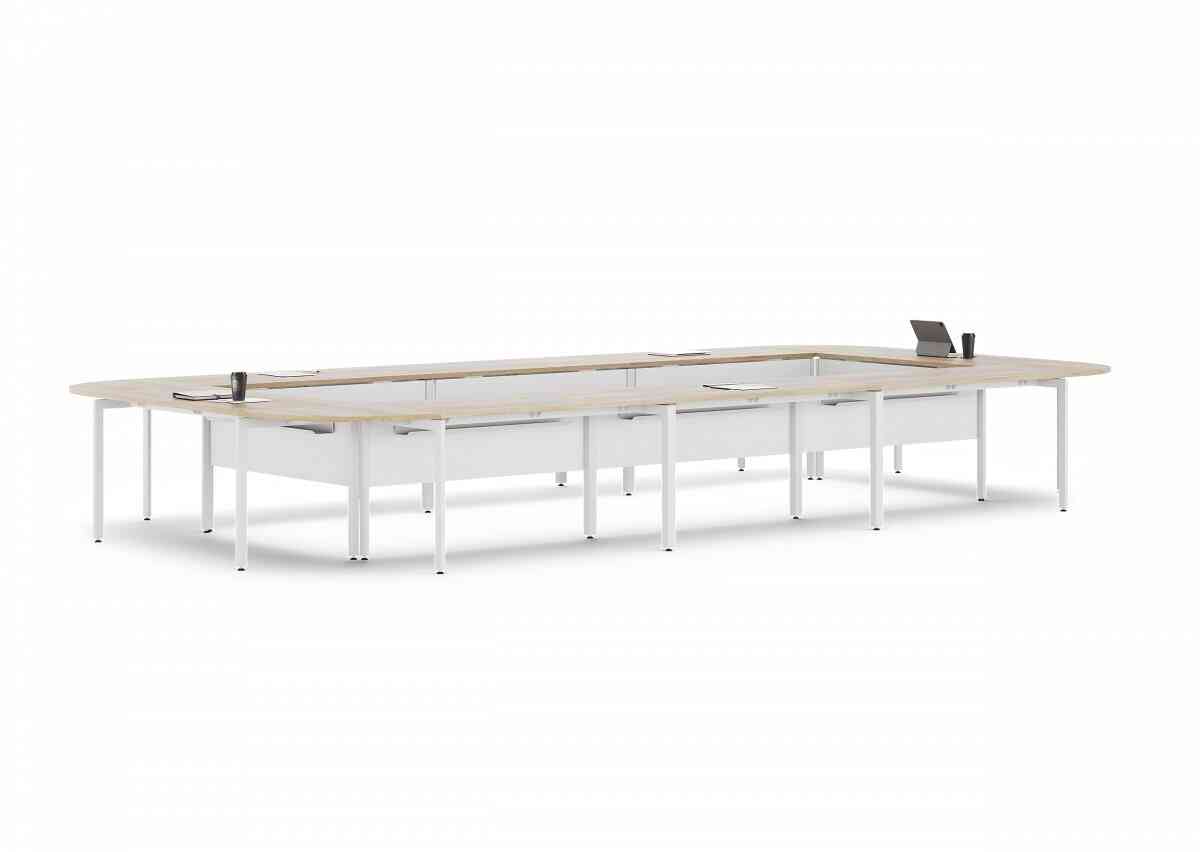 Конференц стол D.SYS 5500/3000 (КС-140х70-03) RAL 9016, Дуб Бардолино натуральный фото 1