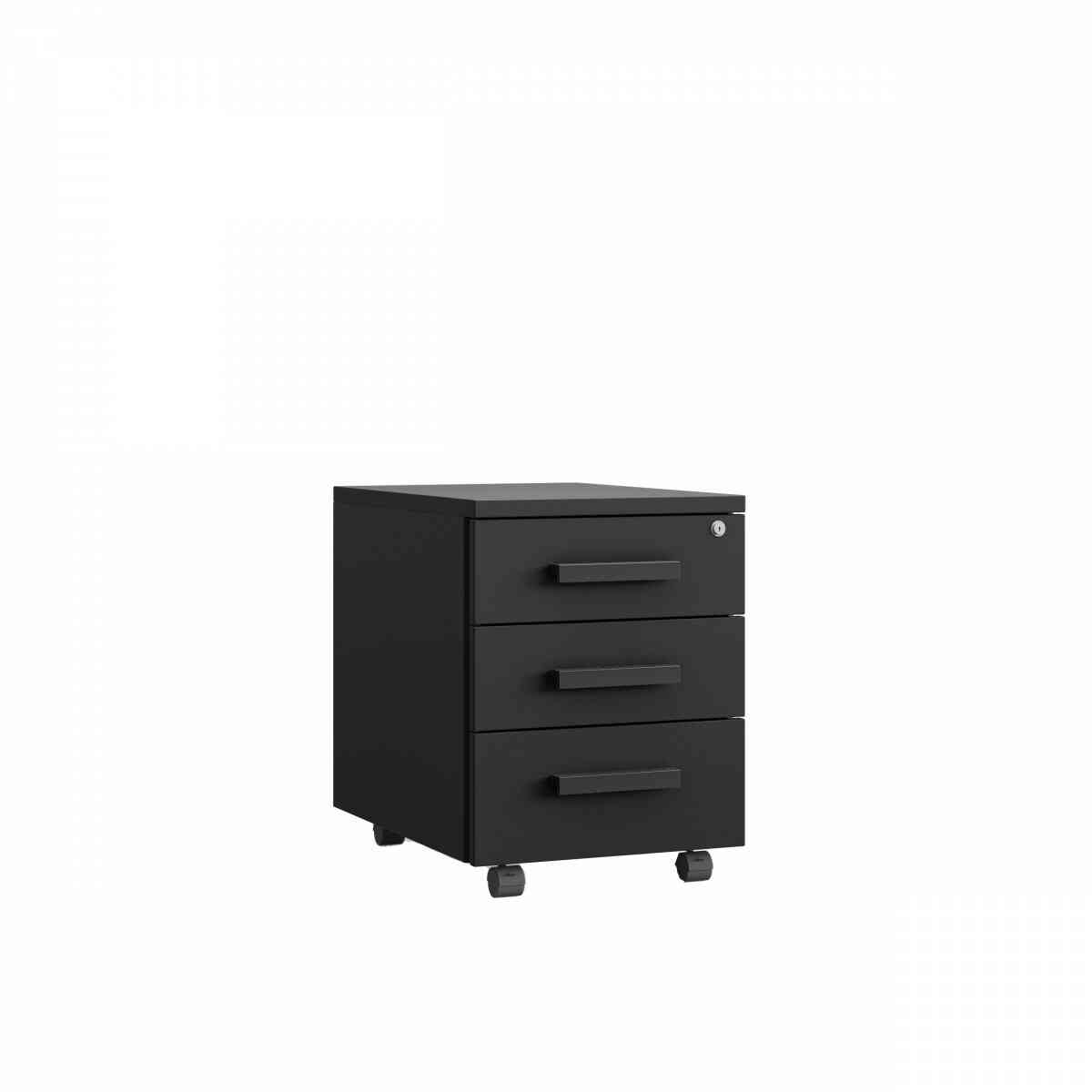 Тумба офисная PUMBA S3 (с ручками) RAL 9005, Муар чёрный фото 1