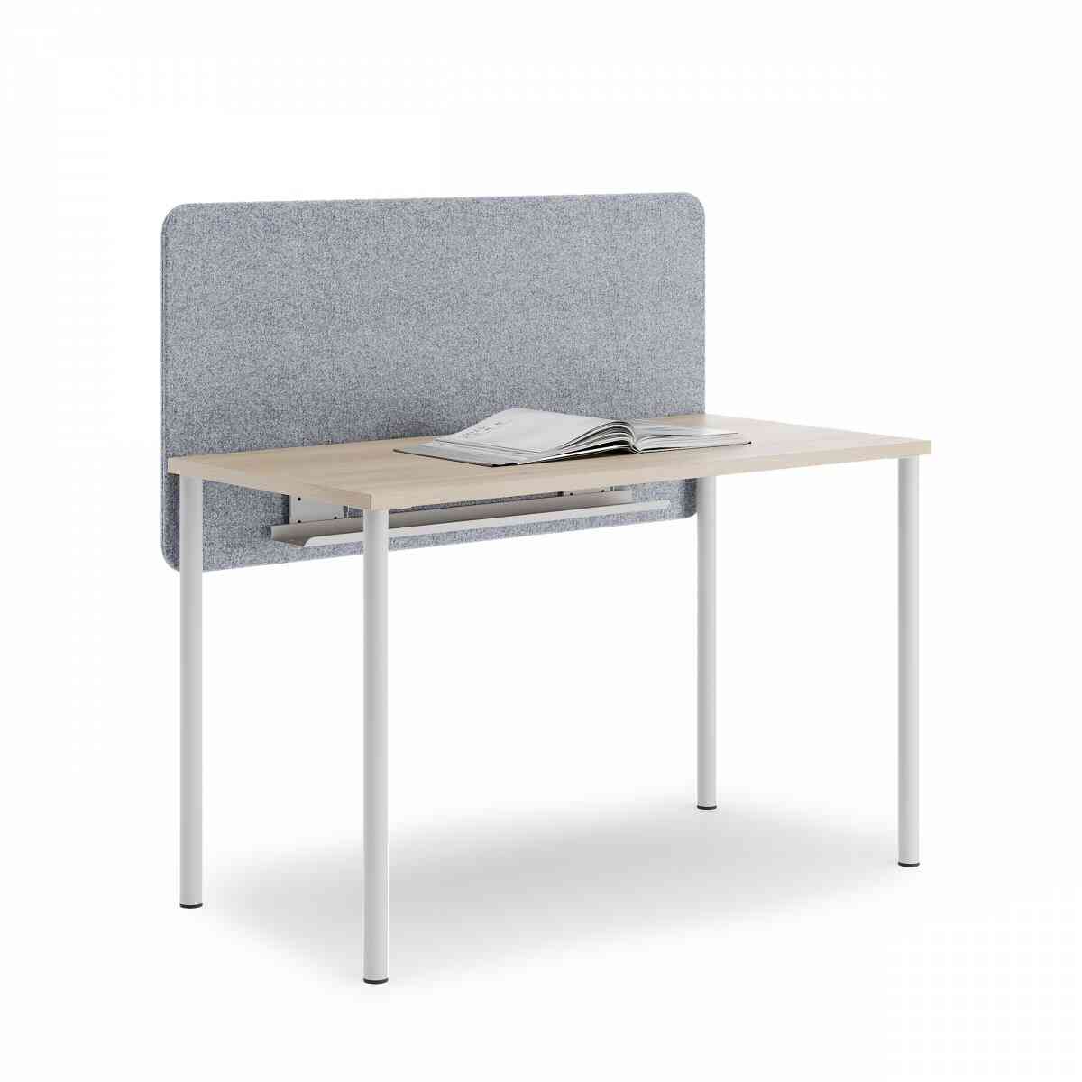 Стол прямоугольный PROSTO с экраном 140х60 RAL 9016, Акация Лэйклэнд фото 1