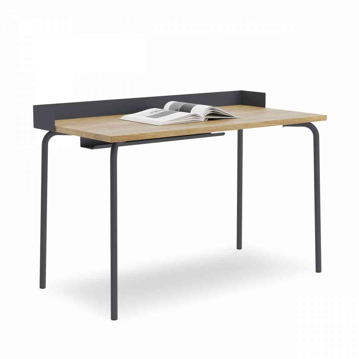 Стол прямоугольный GIBKO с бортиком 120х60 RAL 7024, Гикори натуральный фото 1