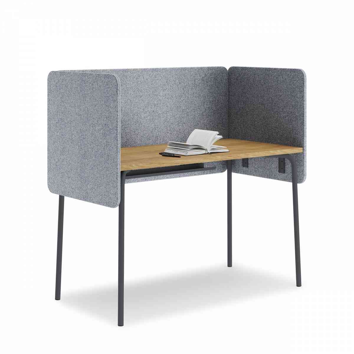 Стол прямоугольный GIBKO с экранами 120х60 RAL 7024, Гикори натуральный фото 1