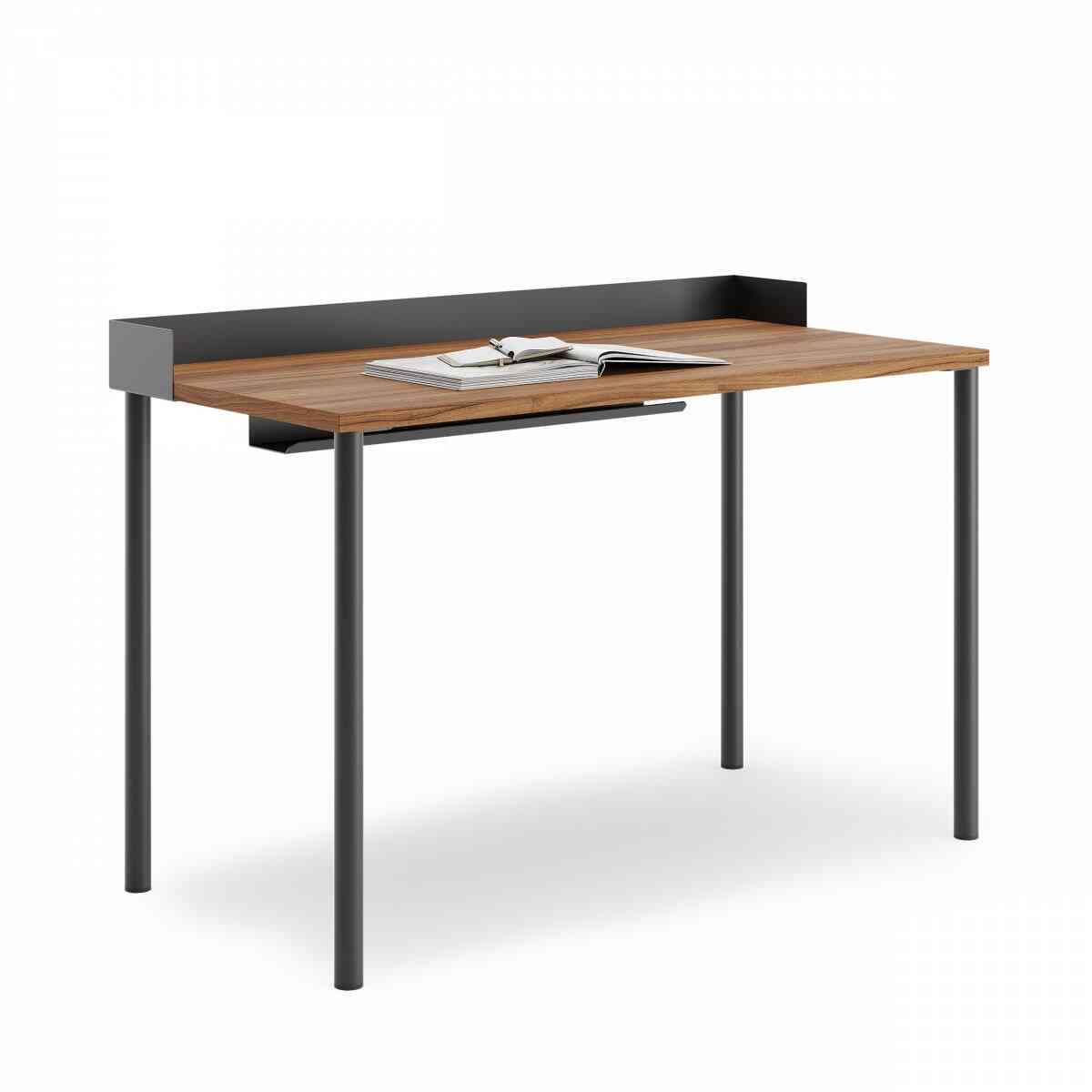 Стол прямоугольный PROSTO с бортиком 120х60 RAL 9005, Орех Дижон натуральный фото 1
