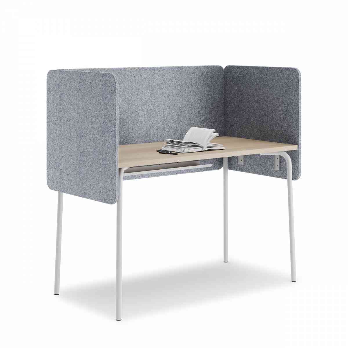 Стол прямоугольный GIBKO с экранами 140х60 RAL 9016, Акация Лэйклэнд фото 1