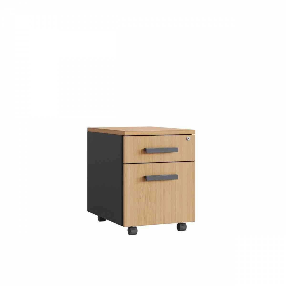 Тумба офисная PUMBA S2 (с ручками) RAL 7024, Гикори натуральный фото 1