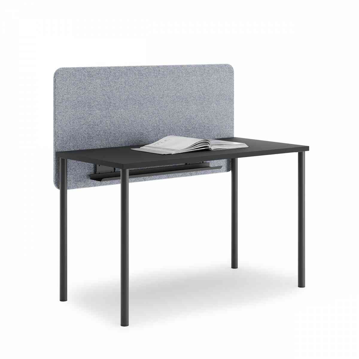 Стол прямоугольный PROSTO с экраном 140х60 RAL 9005, Муар чёрный фото 1