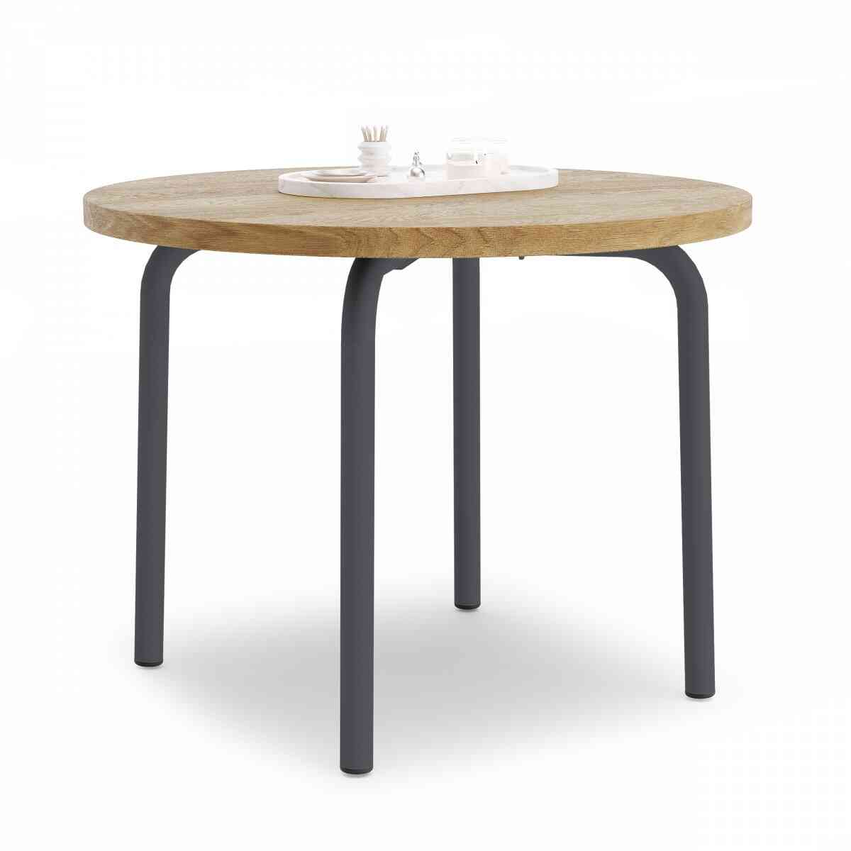 Стол низкий круглый GIBKO 60х60 RAL 7024, Гикори натуральный фото 1