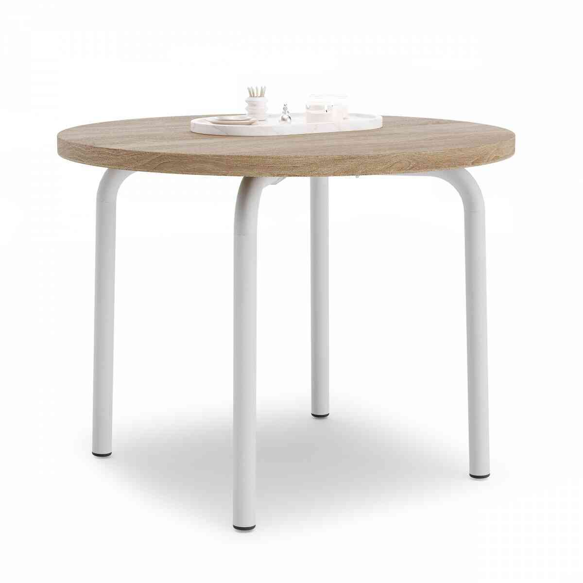 Стол низкий круглый GIBKO 60х60 RAL 9016, Дуб Бардолино натуральный фото 1